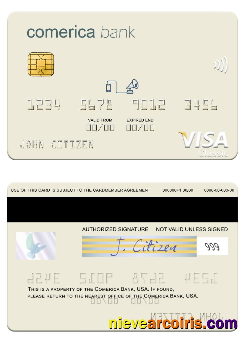 USA Comerica Bank visa card